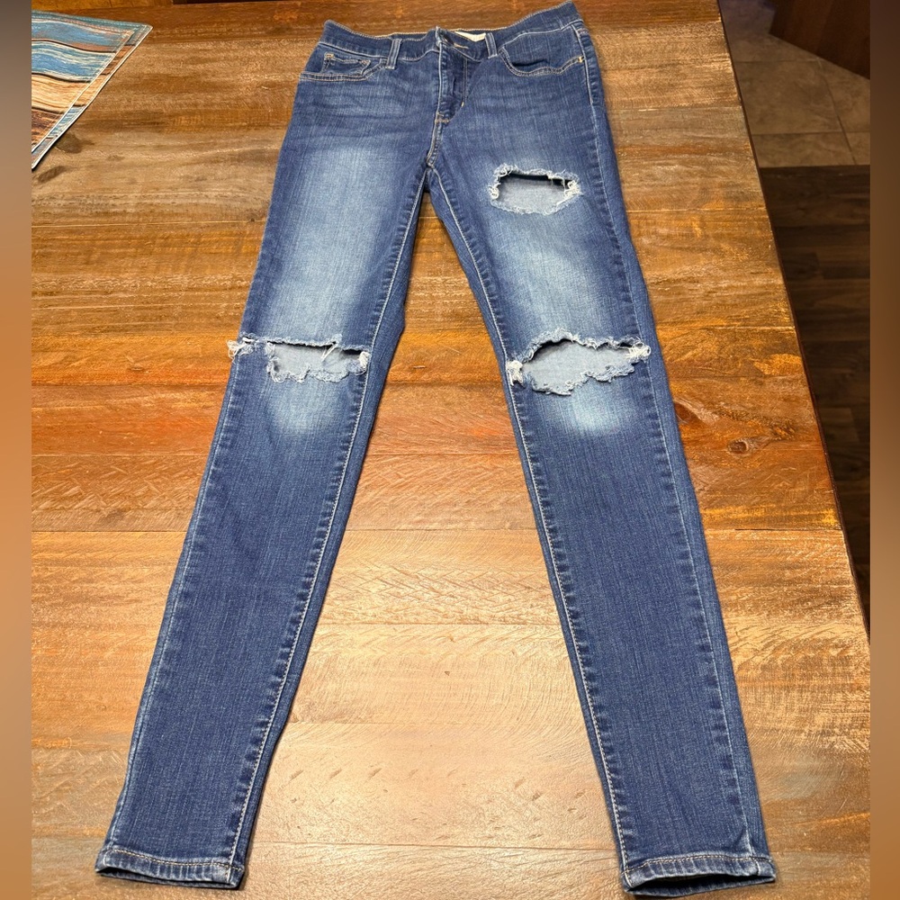 Levi's Blue Distressed Skinny Jeans